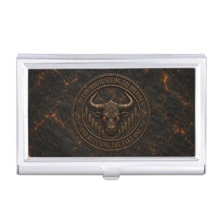 Control Is Seeing the Opening | Dark Ember Bull Business Card Case