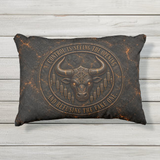 Control Is Seeing the Opening | Dark Ember Bull Outdoor Pillow