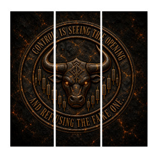 Control Is Seeing the Opening | Dark Ember Bull Triptych