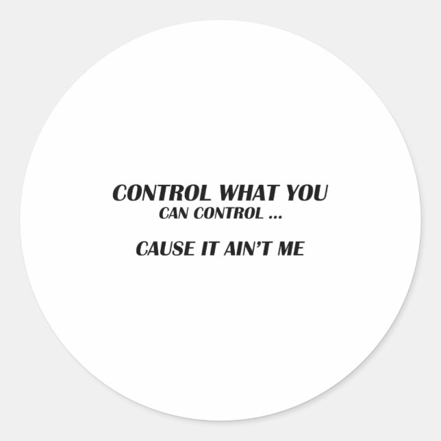 Control What You Can Control Cause It Ain't Me Fun Classic Round Sticker (Front)