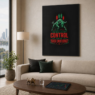 Control Your Emotions Bull Trading Mindset Design Photo Print