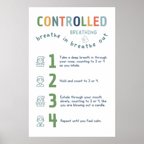 Controlled Breathing 1 2 3 4 Classroom Poster