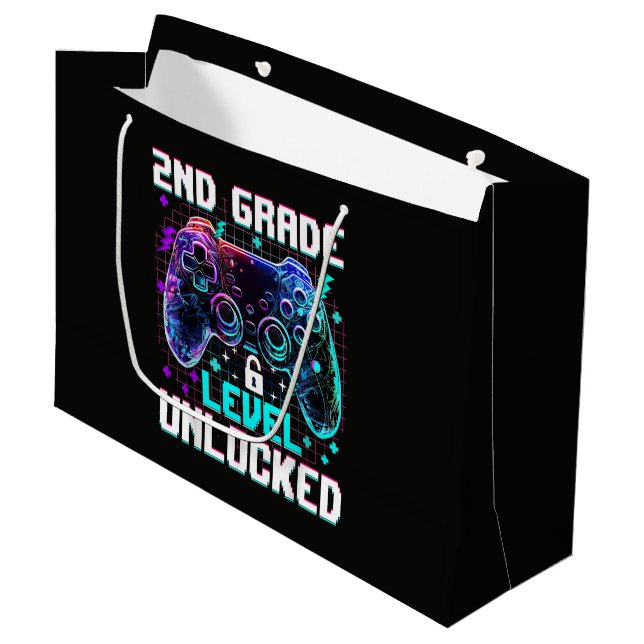 Controller 2nd Grade Level Unlocked First Day  Large Gift Bag (Front Angled)