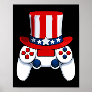 Controller American Hat 4th Of July Usa  Poster