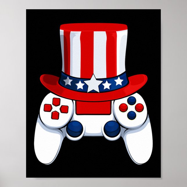 Controller American Hat 4th Of July Usa  Poster (Front)