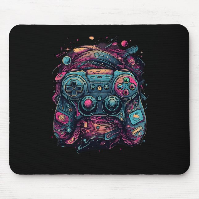 Controller Gaming Rave Gamer Nerd Abstract Pc Game Mouse Pad (Front)