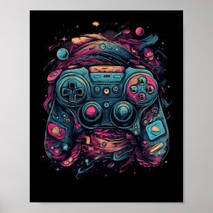 Controller Gaming Rave Gamer Nerd Abstract Pc Game Poster