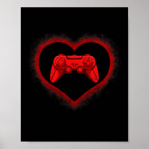 Controller Heart Valentines Day Cool Gaming Gamer Poster