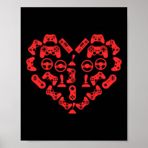 Controller Heart Valentines Day Cool Gaming Gamer  Poster