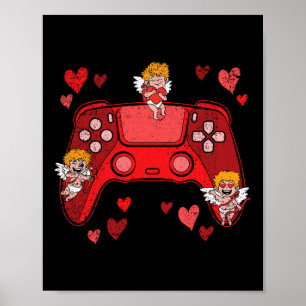 Controller Heart Valentines Day Cute Gaming Gamer  Poster
