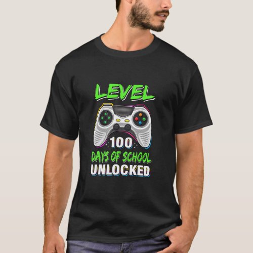 Controller Level 100 Days Of School Unlocked Boys  T_Shirt