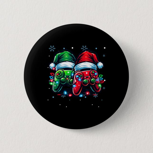 Controller Santa Hat Christmas Gaming X-mas Gamer  Button (Front)