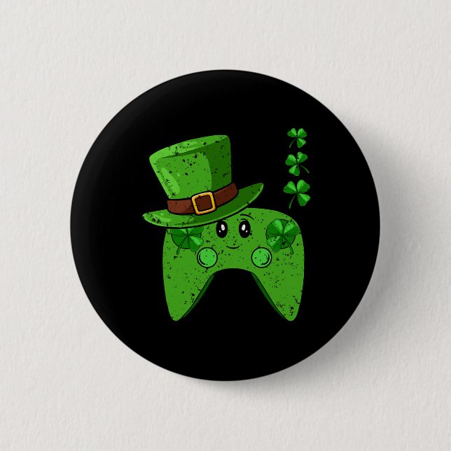 Controller Shamrock St Patricks Day Gaming Gamer  Button (Front)