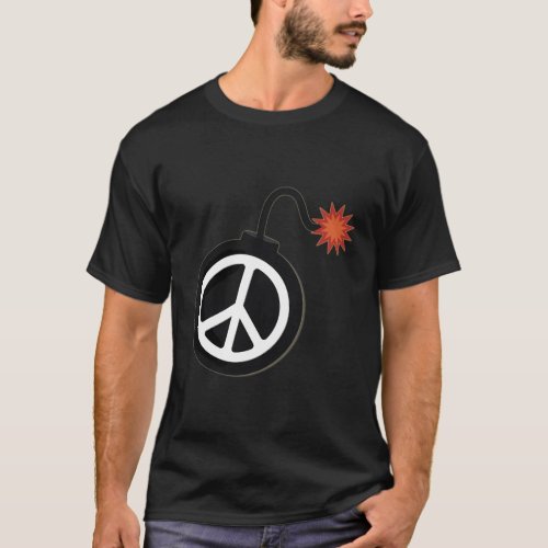 Controversial Cartoon Bomb Peace Sign T_Shirt