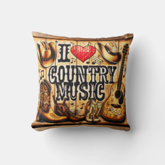 Contry music. throw pillow