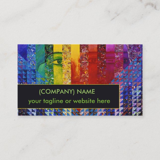 Conundrum I, Abstract Rainbow Woman Goddess Face Business Card (Front)