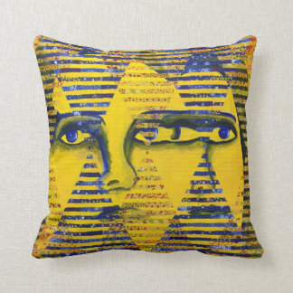 Conundrum II – Golden & Sapphire Goddess Throw Pillow
