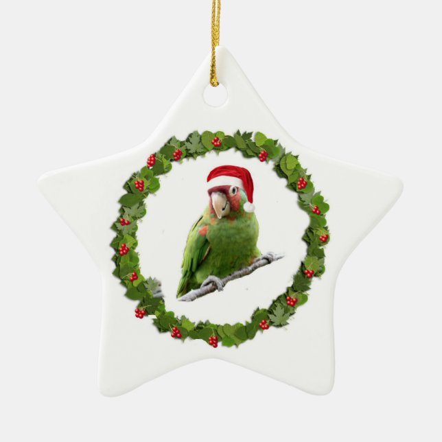 Conure Christmas Wreath Ceramic Ornament (Front)