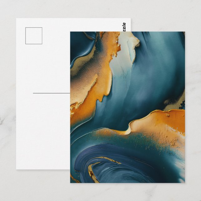 Convergence – Abstract Fields Of Motion And Gold Postcard (Front/Back)