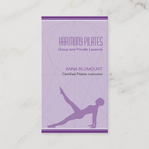 Convergent Lines Purple Pilates Business Card Template