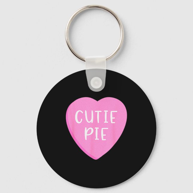 Conversation Candy Heart Cutie Pie Valentines Day  Keychain (Front)