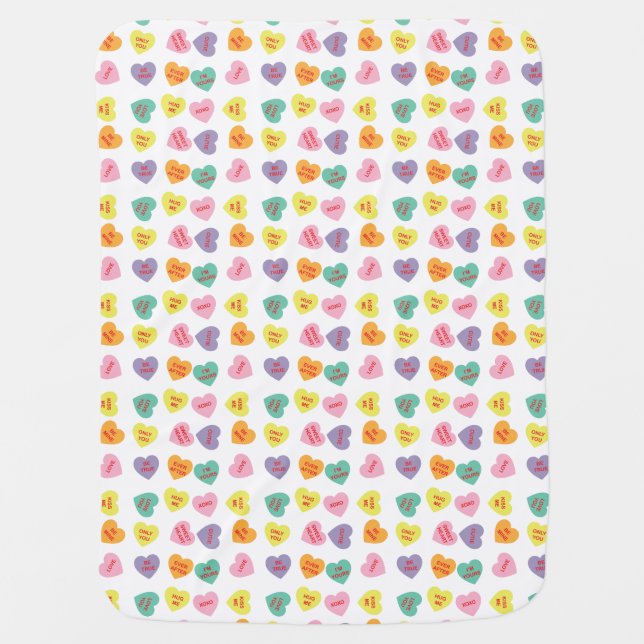 Conversation Candy Hearts Baby Blanket (Front)