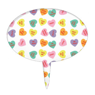 Conversation Candy Hearts Cake Topper