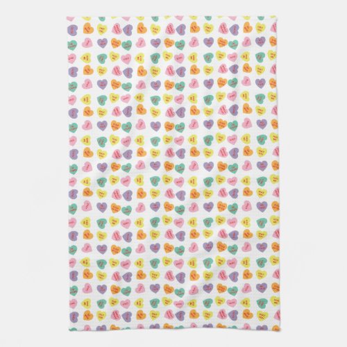 Conversation Candy Hearts Kitchen Towel