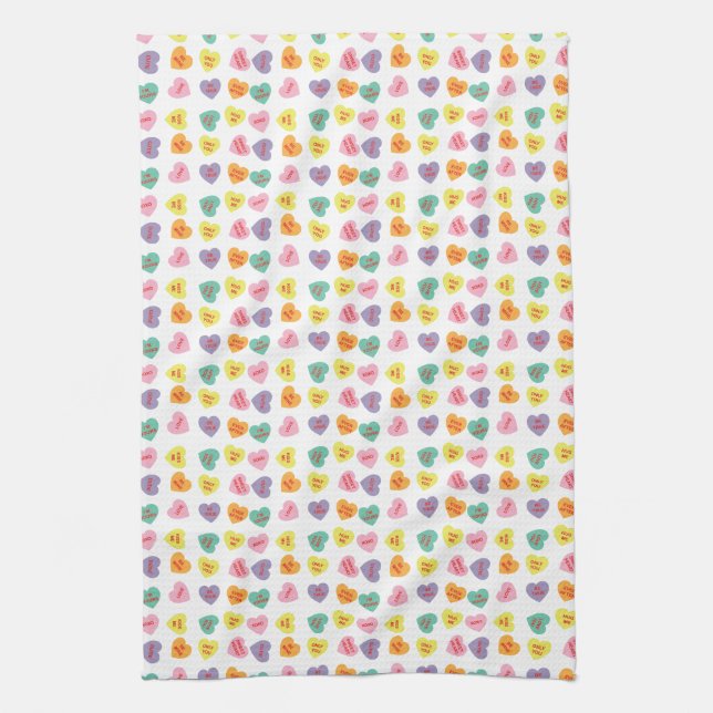 Conversation Candy Hearts Kitchen Towel (Vertical)