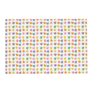 Conversation Candy Hearts Laminated Placemat