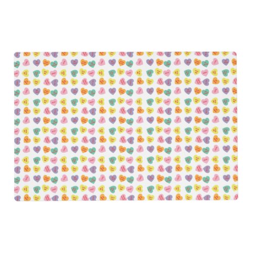 Conversation Candy Hearts Laminated Placemat