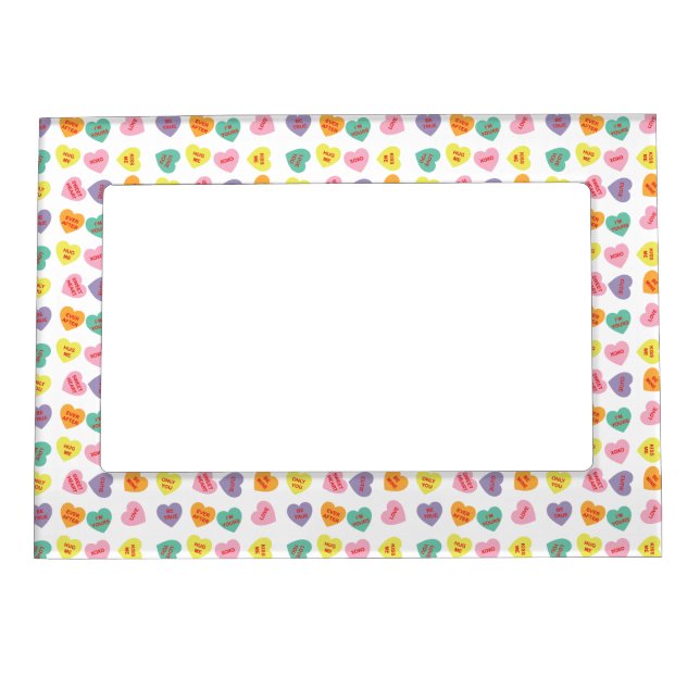Conversation Candy Hearts Magnetic Photo Frame (Front)