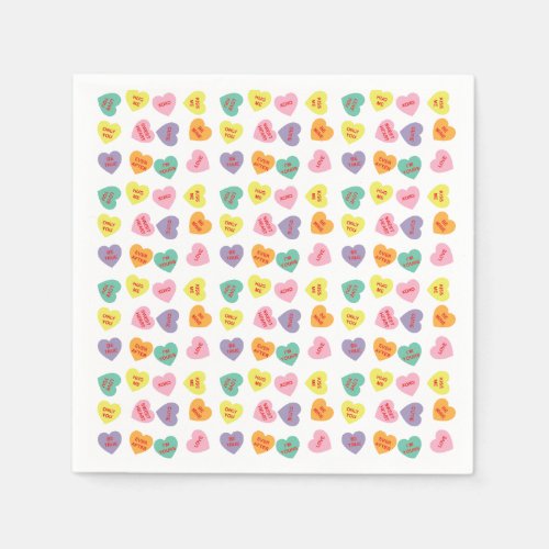 Conversation Candy Hearts Paper Napkins