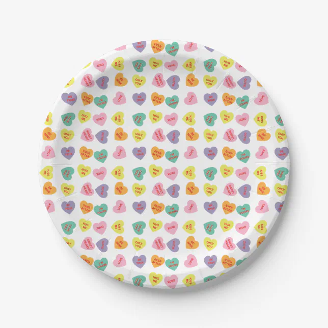 Conversation Candy Hearts Paper Plates Zazzle