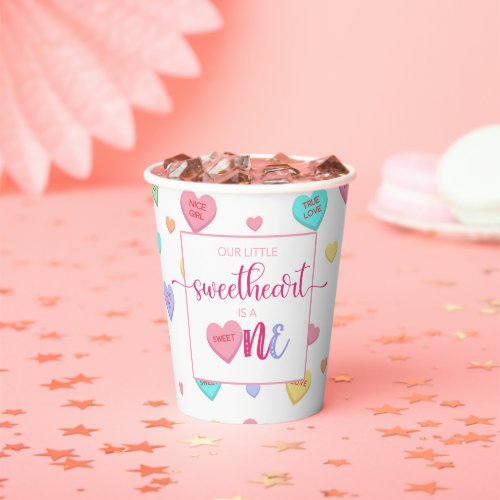 Conversation Hearts 1st Birthday Party Cup