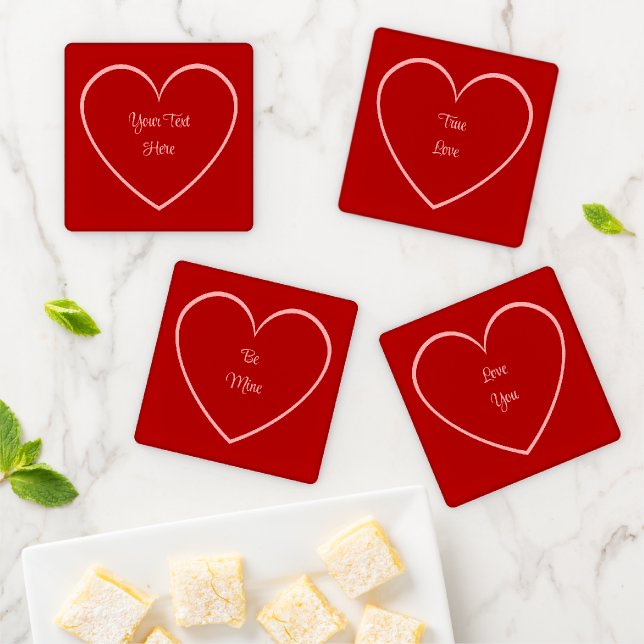 Conversation Hearts Add Your Own Valentine Message Coaster Set (In Situ)