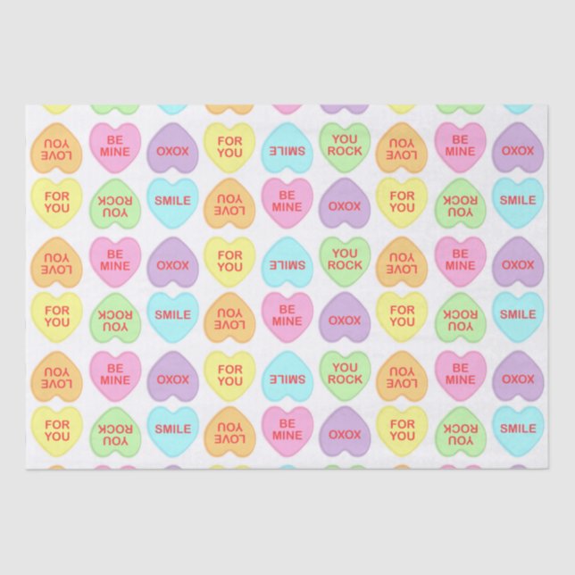 Conversation Hearts Alternating Pattern Tissue Paper (Front)