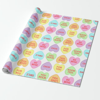 Conversation Hearts Alternating Pattern Wrapping Paper
