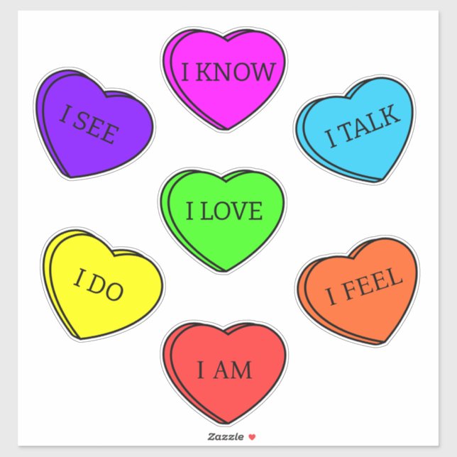 Conversation Hearts | Chakra Affirmations Sticker (Sheet)