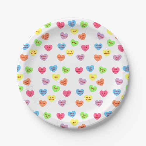 Conversation Hearts Paper Plates