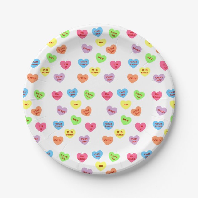 Conversation Hearts Paper Plates (Front)