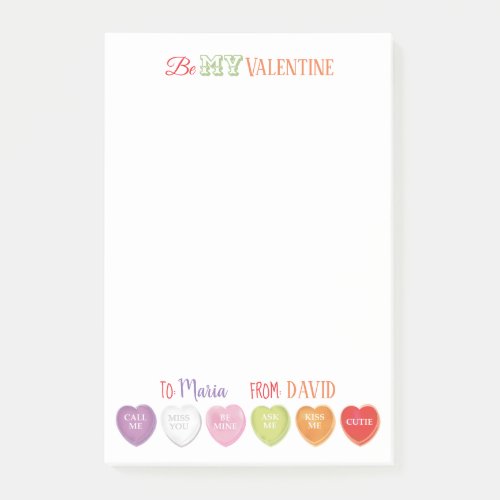 Conversation Hearts Personalized Post it Notes