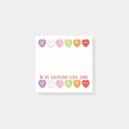 Conversation Hearts Personalized post it notes