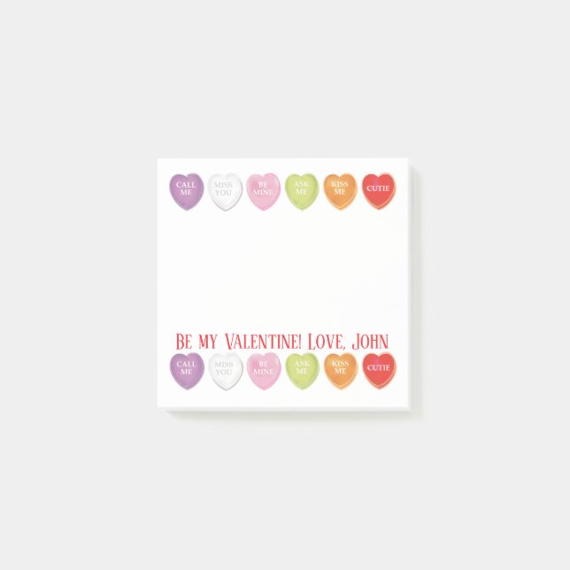 Conversation Hearts Personalized post it notes (Front)