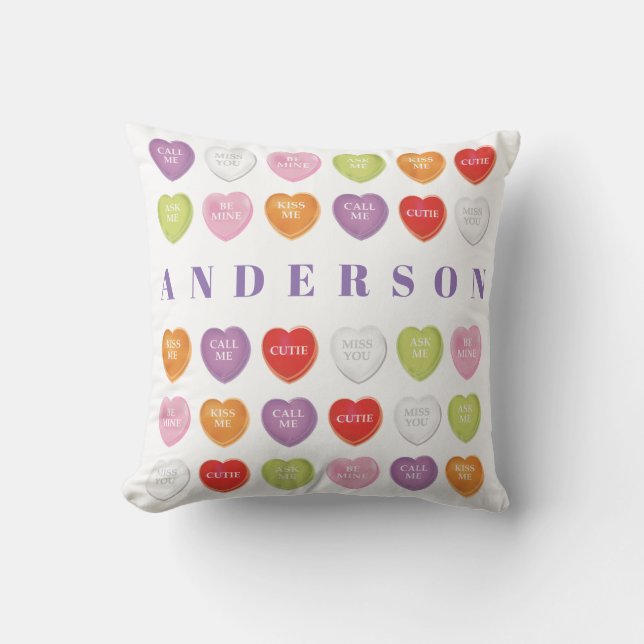Conversation Hearts Valentines Pillow (Front)