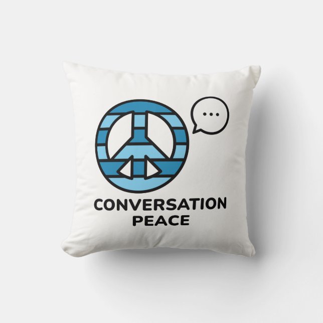 Conversation Peace Throw Pillow (Front)