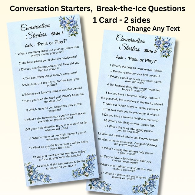 Conversation Starters - Break The Ice Questions  Menu (Creator Uploaded)