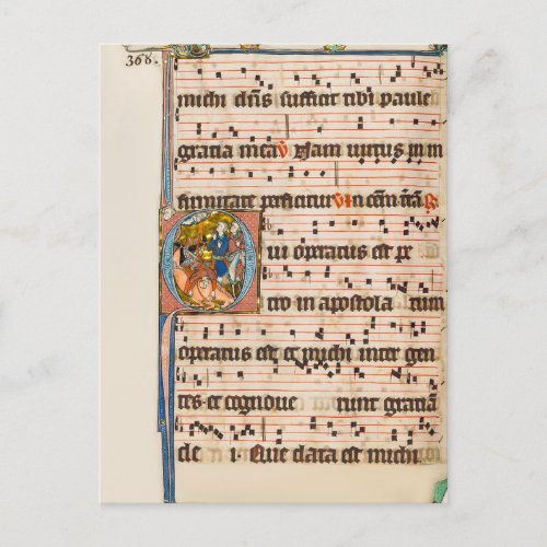 Conversion of saint Paul Medieval Manuscript Postcard