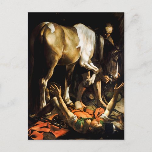 Conversion on the Way to Damascus by Caravaggio Postcard