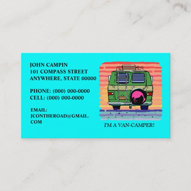 CONVERSION VAN CAMPING ~ BUSINESS CARDS! BUSINESS CARD (Front)